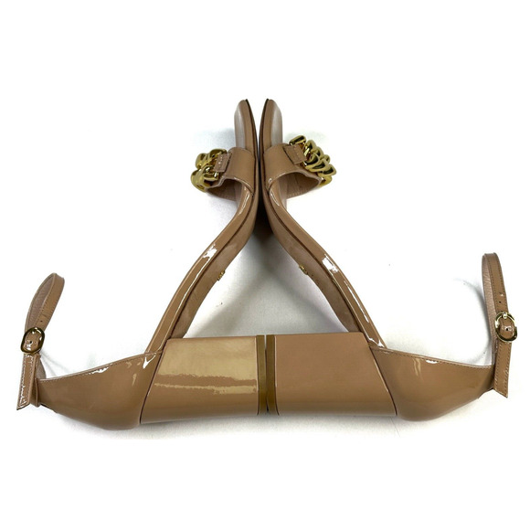 Stuart Weitzman Amelina Golden Chain Block Heel Sandals Size 11B Ankle Strap - Picture 6 of 12